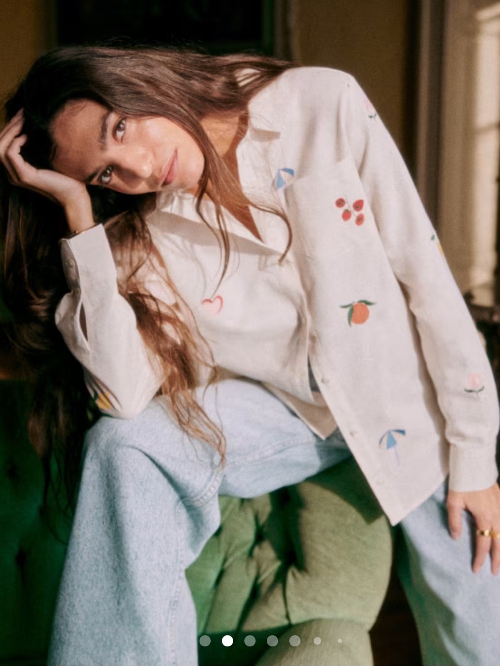 Sezane Tomboy shirt in Italie print embroidered